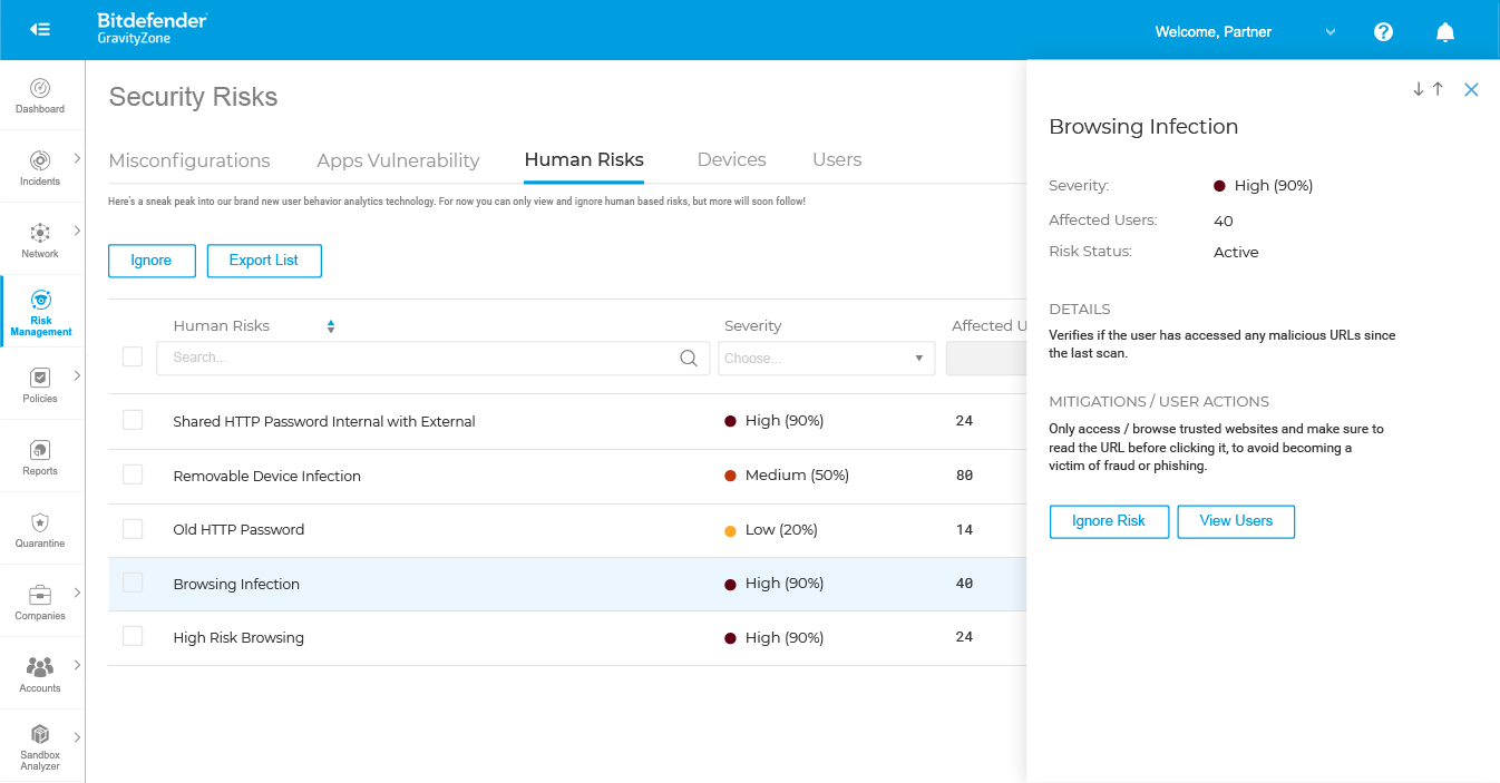 Administración de riesgos en endpoints